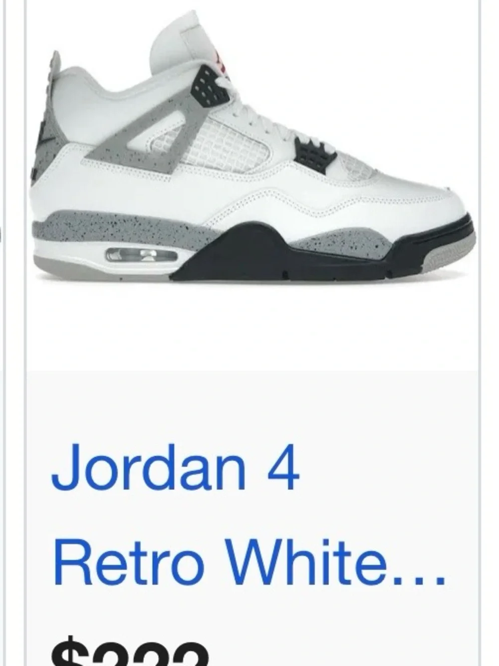 Air Jordan 4 Retro Men’s Sneakers - White/Black/Cement